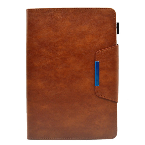 For 7 inch Suede Cross Texture Magnetic Clasp Leather Tablet Case(Brown)