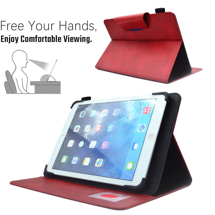 For 7 inch Suede Cross Texture Magnetic Clasp Leather Tablet Case(Red)
