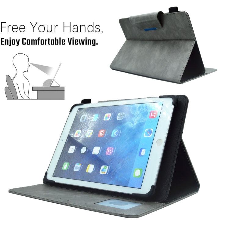 For 8 inch Suede Cross Texture Magnetic Clasp Leather Tablet Case(Grey)