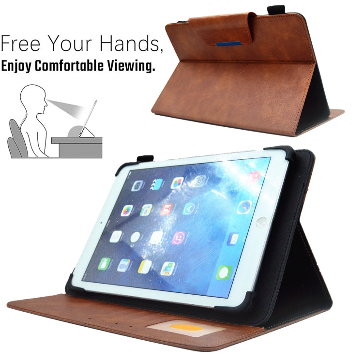 For 8 inch Suede Cross Texture Magnetic Clasp Leather Tablet Case(Brown)