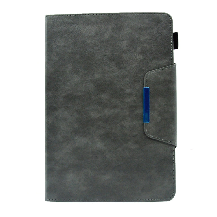 For 10 inch Suede Cross Texture Magnetic Clasp Leather Tablet Case(Grey)