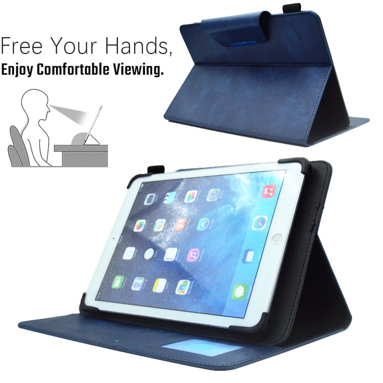 For 10 inch Suede Cross Texture Magnetic Clasp Leather Tablet Case(Blue)