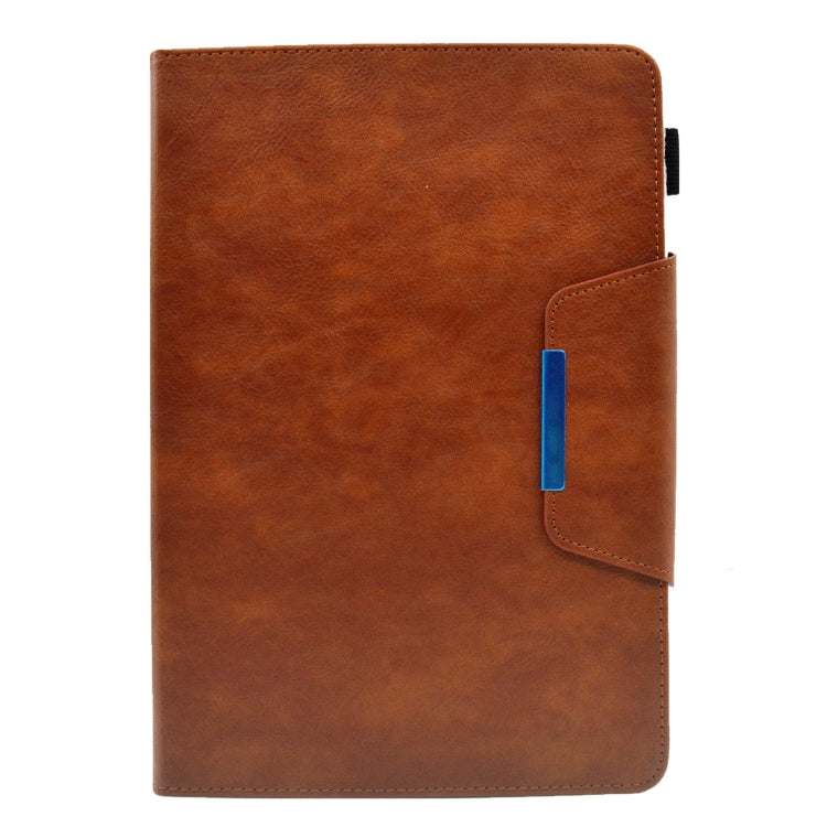 For 10 inch Suede Cross Texture Magnetic Clasp Leather Tablet Case(Brown)