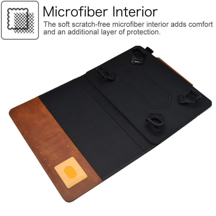 For 10 inch Suede Cross Texture Magnetic Clasp Leather Tablet Case(Brown)