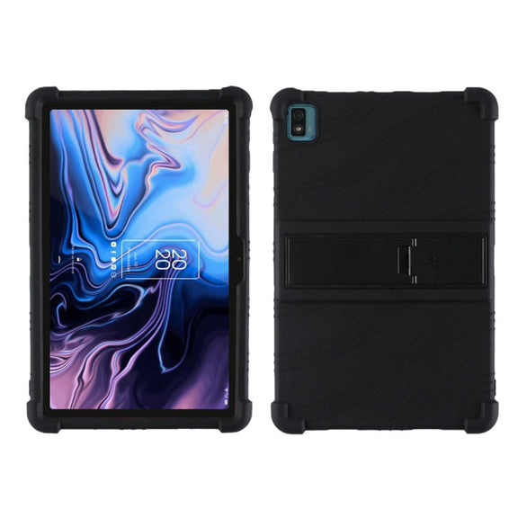 For TCL 10 Tab Max 10.36 inch Silicone Tablet Protective Case with Invisible Bracket(Black)