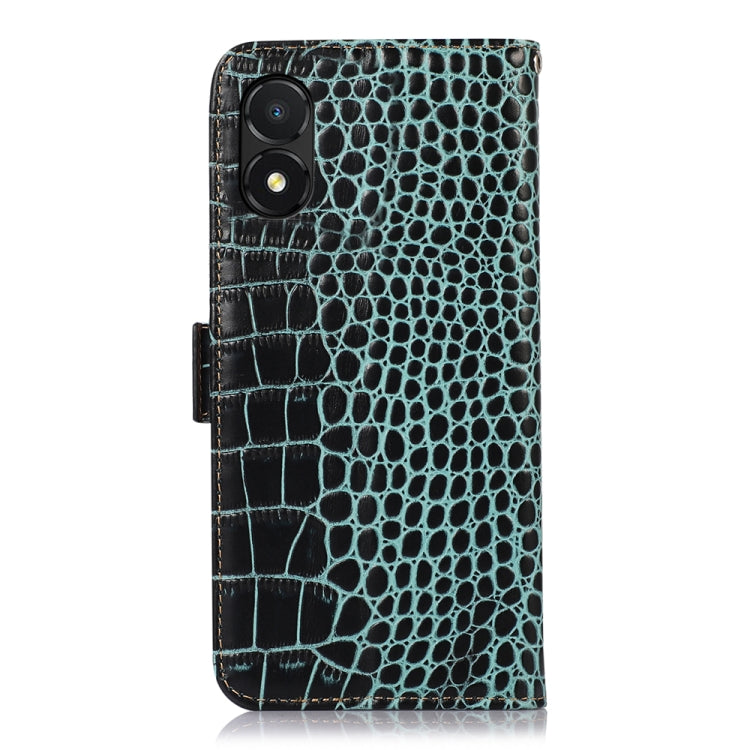 For Honor X5 Crocodile Top Layer Cowhide Leather Phone Case(Green)