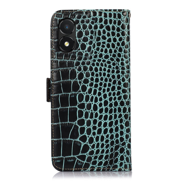 For Honor X5 Crocodile Top Layer Cowhide Leather Phone Case(Green)
