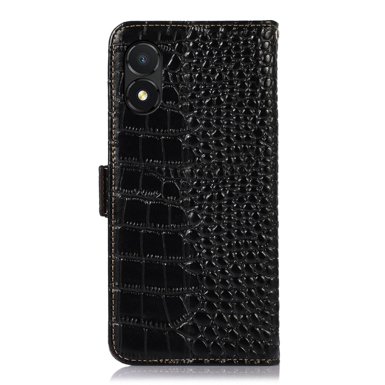 For Honor X5 Crocodile Top Layer Cowhide Leather Phone Case(Black)