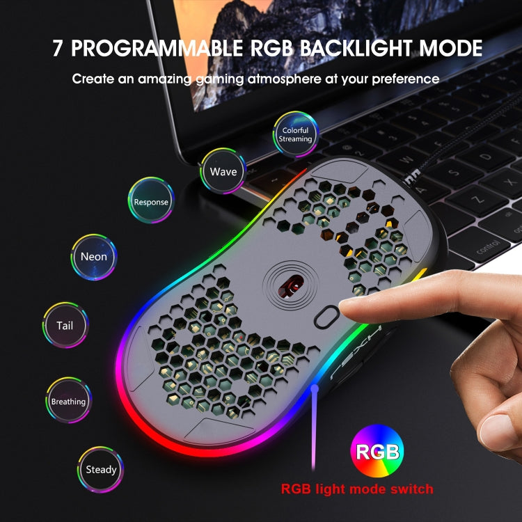 HXSJ X600 6 Keys RGB Luminous Macro Programming Wired Gaming Mouse(Black)