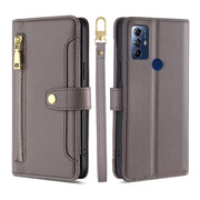 For Motorola Moto G Play 2023 Sheep Texture Cross-body Zipper Wallet Leather Phone Case(Grey)