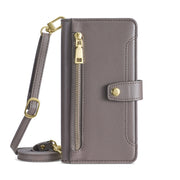 For Motorola Moto G Play 2023 Sheep Texture Cross-body Zipper Wallet Leather Phone Case(Grey)