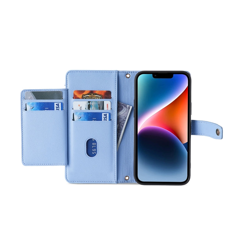 For Motorola Moto G Play 2023 Sheep Texture Cross-body Zipper Wallet Leather Phone Case(Blue)