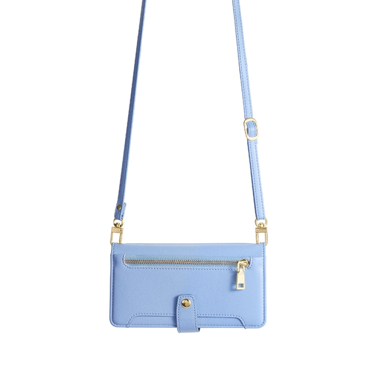 For Motorola Moto G Play 2023 Sheep Texture Cross-body Zipper Wallet Leather Phone Case(Blue)