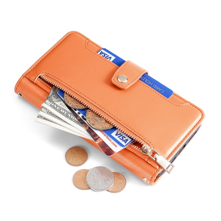 For Motorola Moto G Play 2023 Sheep Texture Cross-body Zipper Wallet Leather Phone Case(Orange)