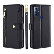 For Motorola Moto G Play 2023 Sheep Texture Cross-body Zipper Wallet Leather Phone Case(Black)
