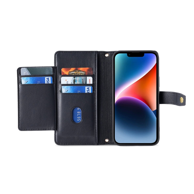 For Motorola Moto G Play 2023 Sheep Texture Cross-body Zipper Wallet Leather Phone Case(Black)