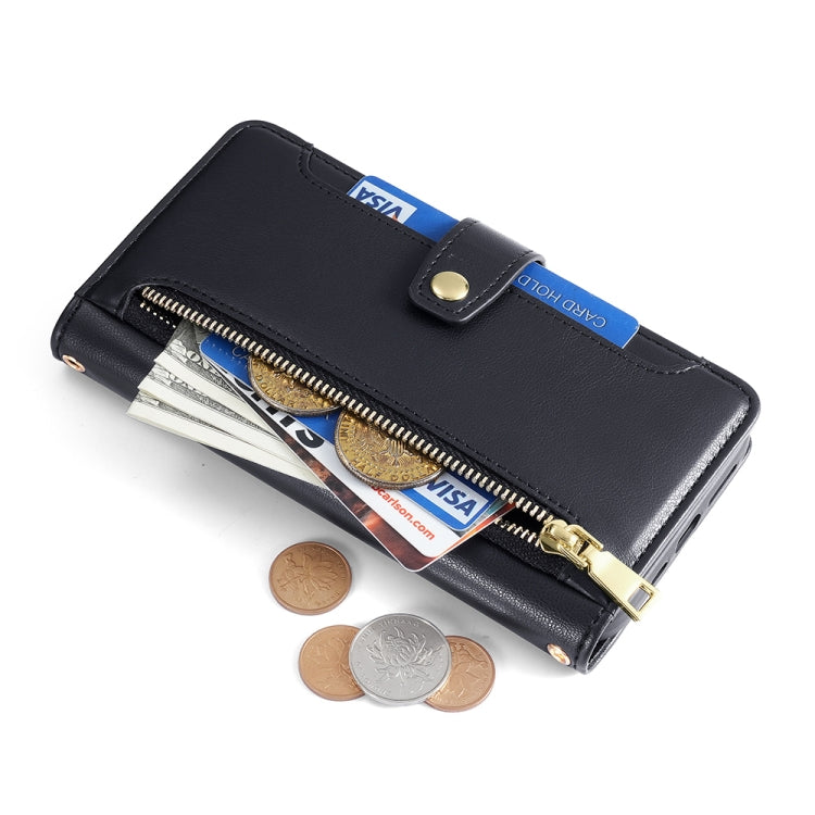 For Motorola Moto G Play 2023 Sheep Texture Cross-body Zipper Wallet Leather Phone Case(Black)