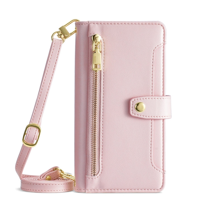 For Kyocera Digno BX2-Digno SX2-A101KC Sheep Texture Cross-body Zipper Wallet Leather Phone Case(Pink)