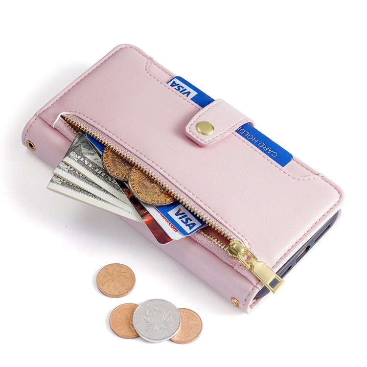 For Kyocera Digno BX2-Digno SX2-A101KC Sheep Texture Cross-body Zipper Wallet Leather Phone Case(Pink)