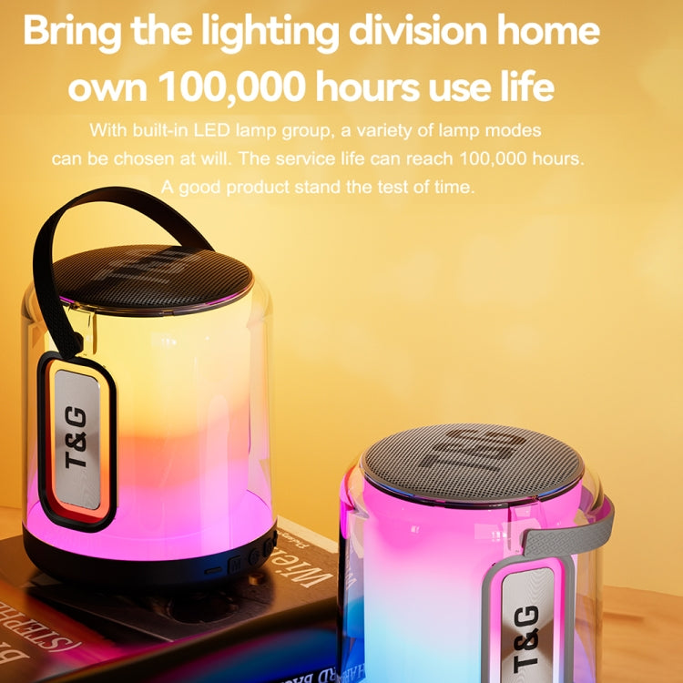 T&G TG376 360 Degree Full Screen LED Light RGB Multicolor Wireless Bluetooth Speaker Subwoofer(Grey)