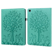 For Lenovo Tab M10 3rd Gen Tree & Deer Pattern Embossed Leather Tablet Case(Green)