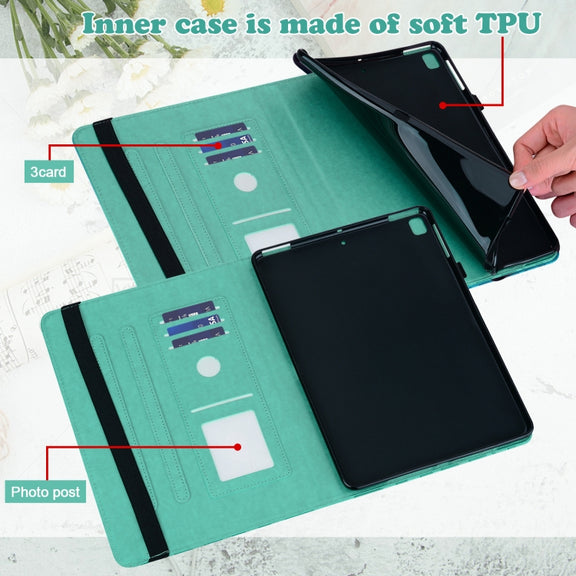 For Lenovo Tab M10 3rd Gen Tree & Deer Pattern Embossed Leather Tablet Case(Green)