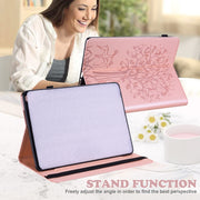 For Lenovo Tab M10 3rd Gen Tree & Deer Pattern Embossed Leather Tablet Case(Pink)