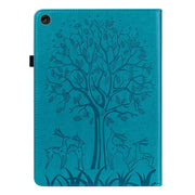 For Lenovo Tab M10 3rd Gen Tree & Deer Pattern Embossed Leather Tablet Case(Blue)