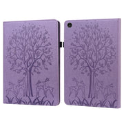 For Lenovo Tab M10 3rd Gen Tree & Deer Pattern Embossed Leather Tablet Case(Purple)