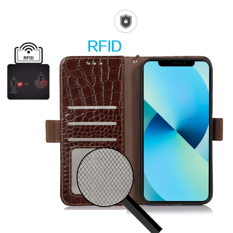 For Sony Xperia 1 V Crocodile Top Layer Cowhide Leather Phone Case(Brown)
