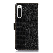For Sony Xperia 10 V Crocodile Top Layer Cowhide Leather Phone Case(Black)