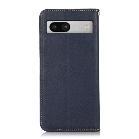For Google Pixel 7a KHAZNEH Nappa Top Layer Cowhide Leather Phone Case(Blue)