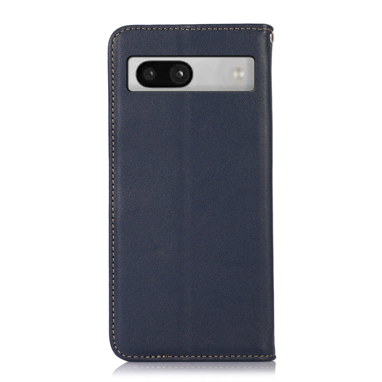 For Google Pixel 7a KHAZNEH Nappa Top Layer Cowhide Leather Phone Case(Blue)