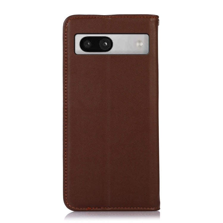 For Google Pixel 7a KHAZNEH Nappa Top Layer Cowhide Leather Phone Case(Brown)