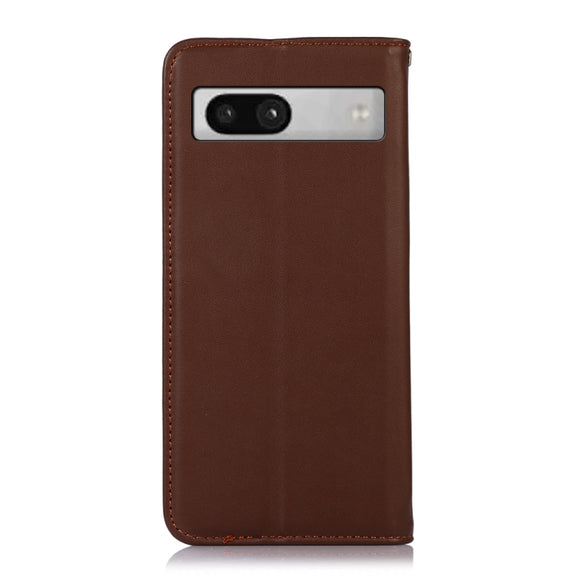 For Google Pixel 7a KHAZNEH Nappa Top Layer Cowhide Leather Phone Case(Brown)