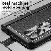 For Huawei Mate X2 Litchi Pattern Magnetic Shell Film Integrated Shockproof Phone Case(Black)
