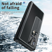 For Huawei Mate X2 Litchi Pattern Magnetic Shell Film Integrated Shockproof Phone Case(Black)