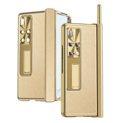 For Huawei Mate X2 Litchi Pattern Magnetic Shell Film Integrated Shockproof Phone Case(Champagne Gold)