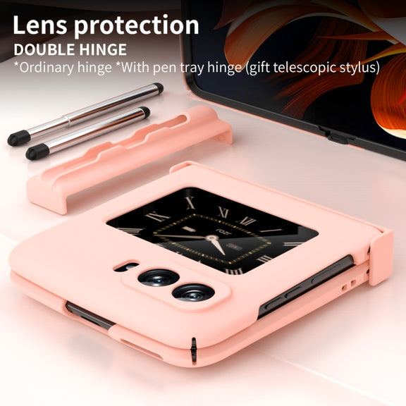 For Motorola Razr 2022 Macaron Three-piece Set Phone Case with Stylus(Pink)