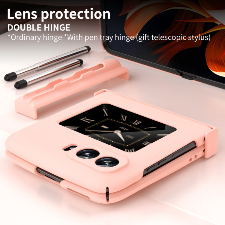 For Motorola Razr 2022 Macaron Three-piece Set Phone Case with Stylus(Pink)