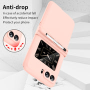 For Motorola Razr 2022 Macaron Three-piece Set Phone Case with Stylus(Pink)