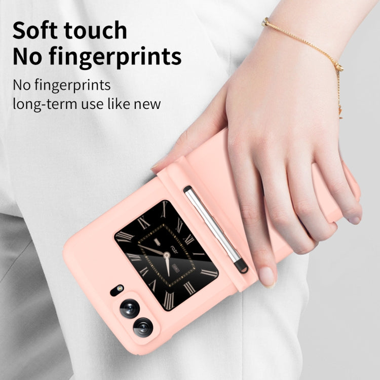 For Motorola Razr 2022 Macaron Three-piece Set Phone Case with Stylus(Pink)