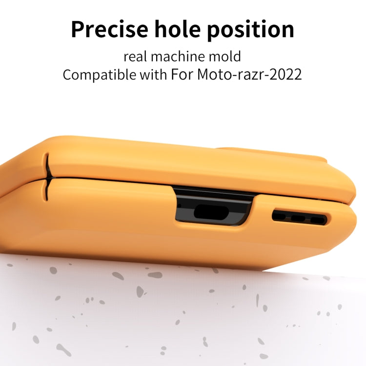 For Motorola Razr 2022 Macaron Three-piece Set Phone Case with Stylus(Orange)