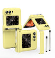 For Motorola Razr 2022 Macaron Three-piece Set Phone Case with Stylus(Yellow) - Motorola Cases by PMC TechLife | Online Shopping South Africa | PMC TechLife | Buy Now Pay Later Mobicred
