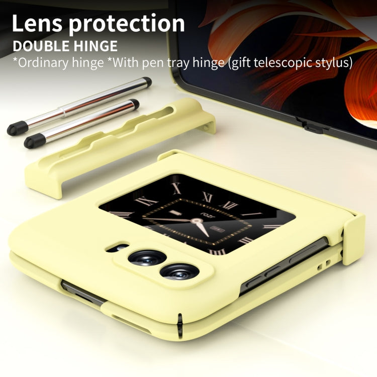 For Motorola Razr 2022 Macaron Three-piece Set Phone Case with Stylus(Yellow)