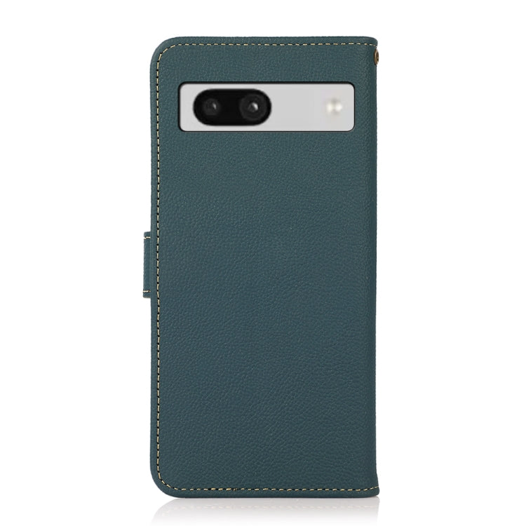 For Google Pixel 7A KHAZNEH Custer Texture RFID Genuine Leather Phone Case(Green)