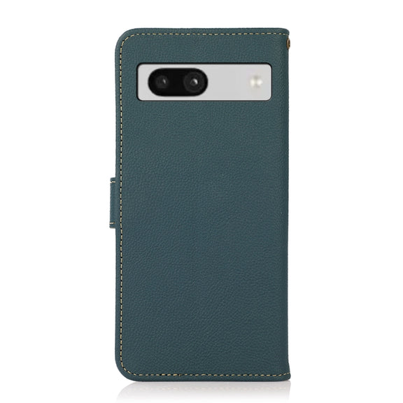 For Google Pixel 7A KHAZNEH Custer Texture RFID Genuine Leather Phone Case(Green)