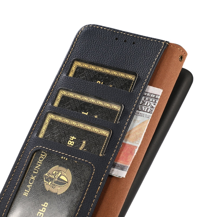 For Google Pixel 7A KHAZNEH Custer Texture RFID Genuine Leather Phone Case(Blue)
