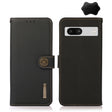 For Google Pixel 7A KHAZNEH Custer Texture RFID Genuine Leather Phone Case(Black) - Google Cases by PMC TechLife | Online Shopping South Africa | PMC TechLife | Buy Now Pay Later Mobicred