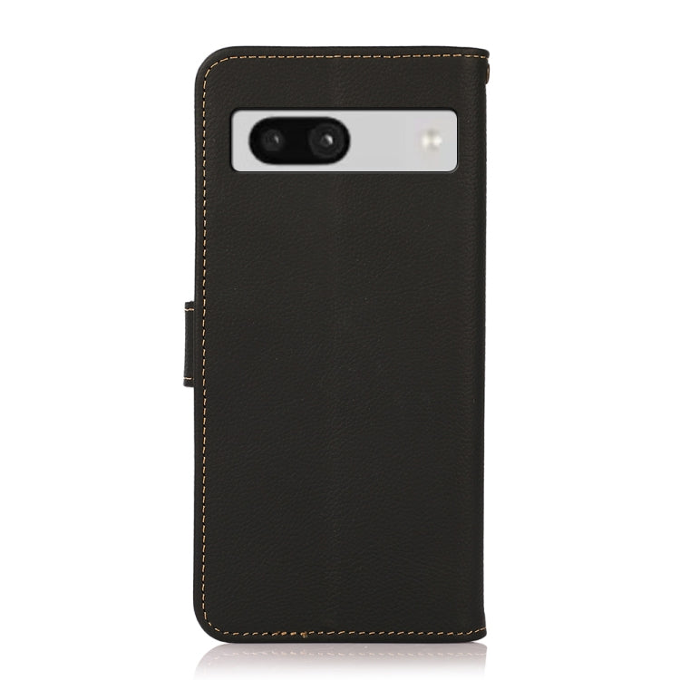 For Google Pixel 7A KHAZNEH Custer Texture RFID Genuine Leather Phone Case(Black)